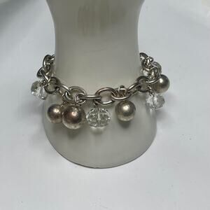 Chico's beaded bracelet gold tone charm bracelet magnetic close costume jewelry